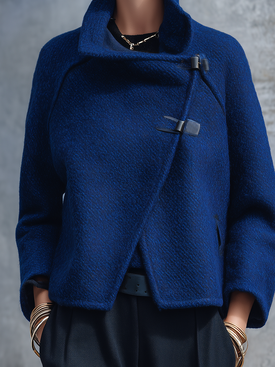 Modern Cobalt Blue Horn Button Jacket