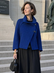 Modern Cobalt Blue Horn Button Jacket