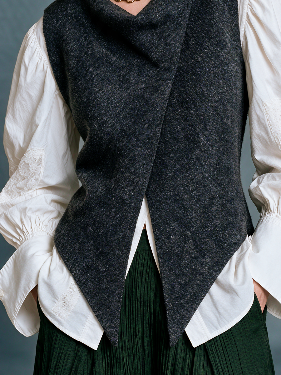 Quiet Luxe Asymmetric Vest & Romantic Blouse Set