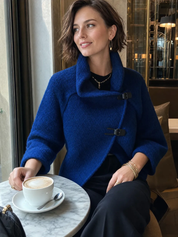 Modern Cobalt Blue Horn Button Jacket