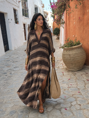 Effortless Resort Polo V-Neck Side Slit Dress