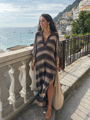 Effortless Resort Polo V-Neck Side Slit Dress