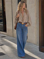 Western Boho High Waist Wide Leg Jeans