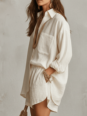Bohemian Linen Oversized Shirt With Easy Shorts