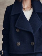 Modern Navy Textured Lapel Double-Breasted Jacket