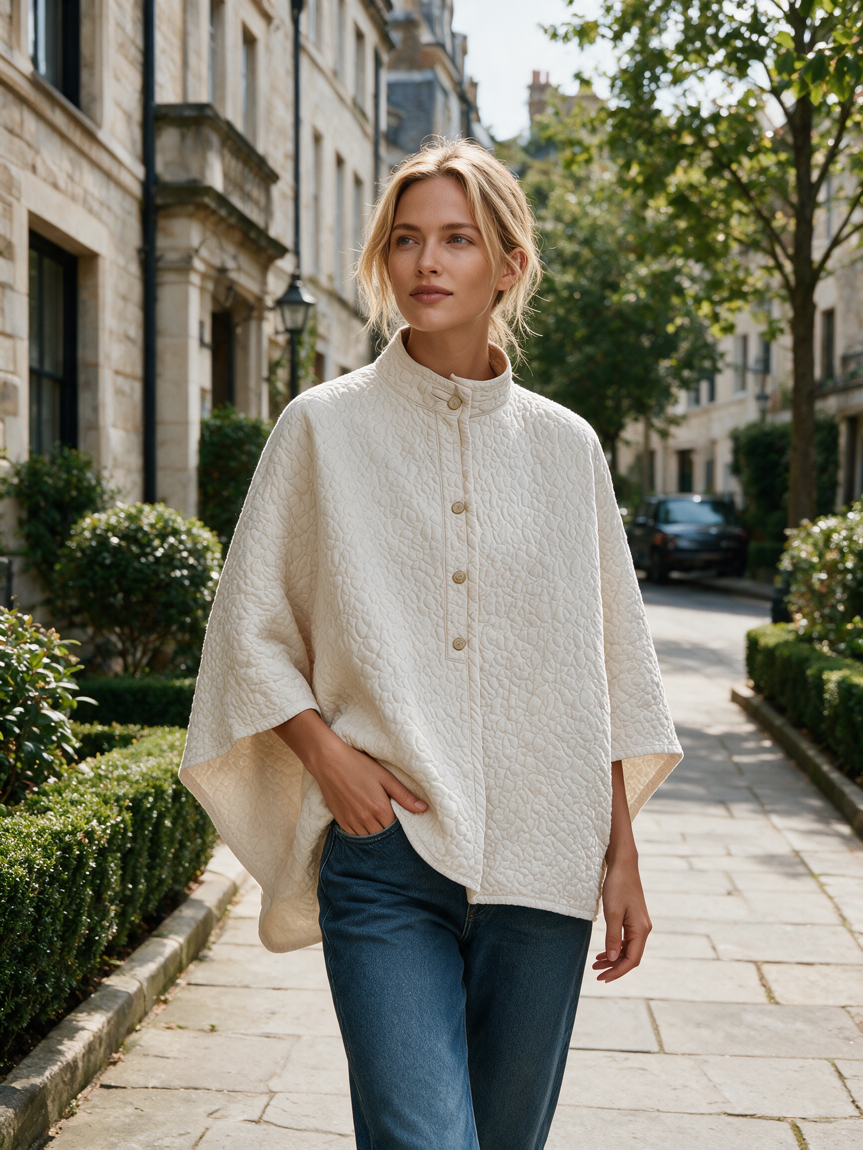 Effortless Chic Button Front Cape Outerwear