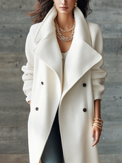 Elegant Ivory Oversized Lapel Maxi Coat
