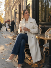 Elegant Ivory Oversized Lapel Maxi Coat