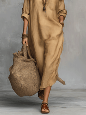 Bohemian Charm Casual Buttoned Dress