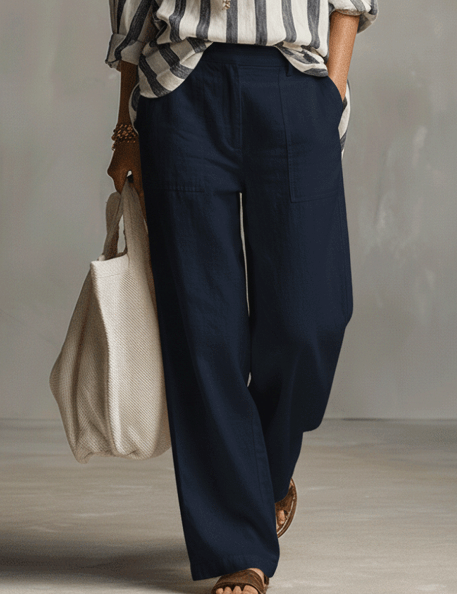 Relaxed Linen Wide-Leg Pants In Soft Ivory