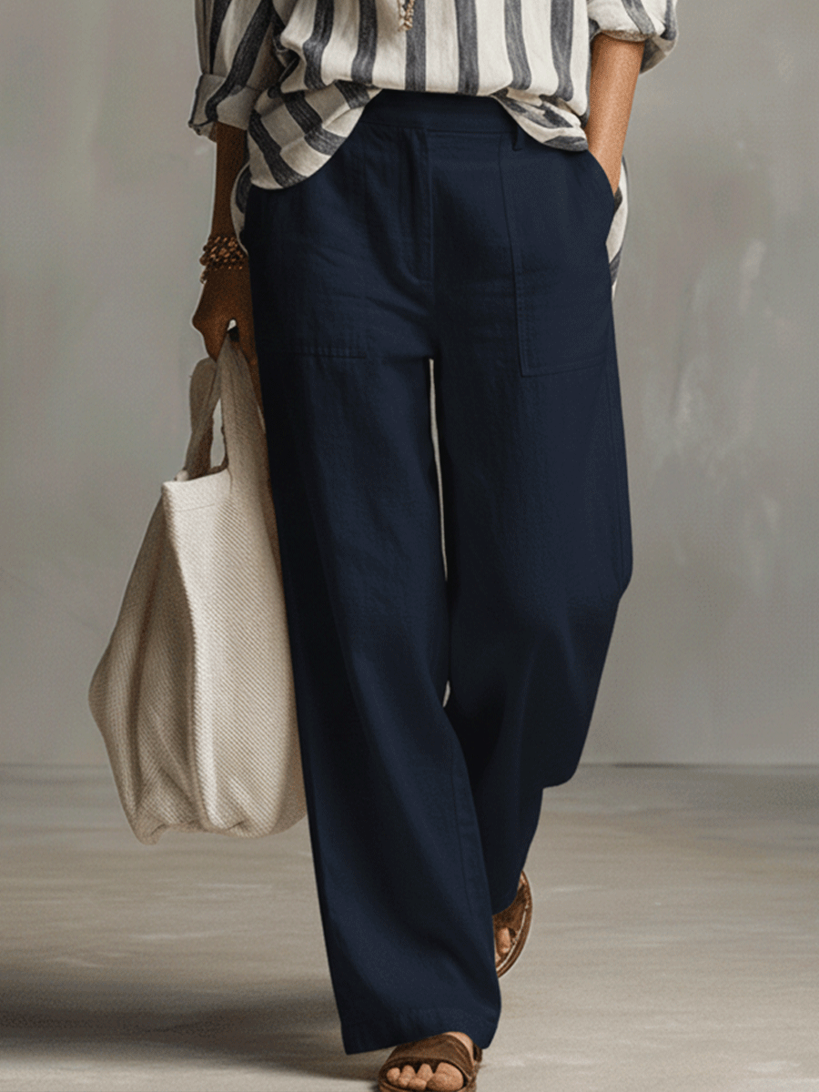 Relaxed Linen Wide-Leg Pants In Soft Ivory