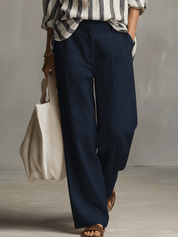Relaxed Linen Wide-Leg Pants In Soft Ivory