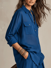 Bohemian Indigo Quiet Ease Button-Down Linen Shirt