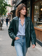 Urban Luxe Emerald Faux Leather Jacket