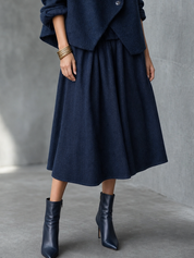 Modern Navy Blue Midi Skirt