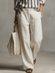 Relaxed Linen Wide-Leg Pants In Soft Ivory