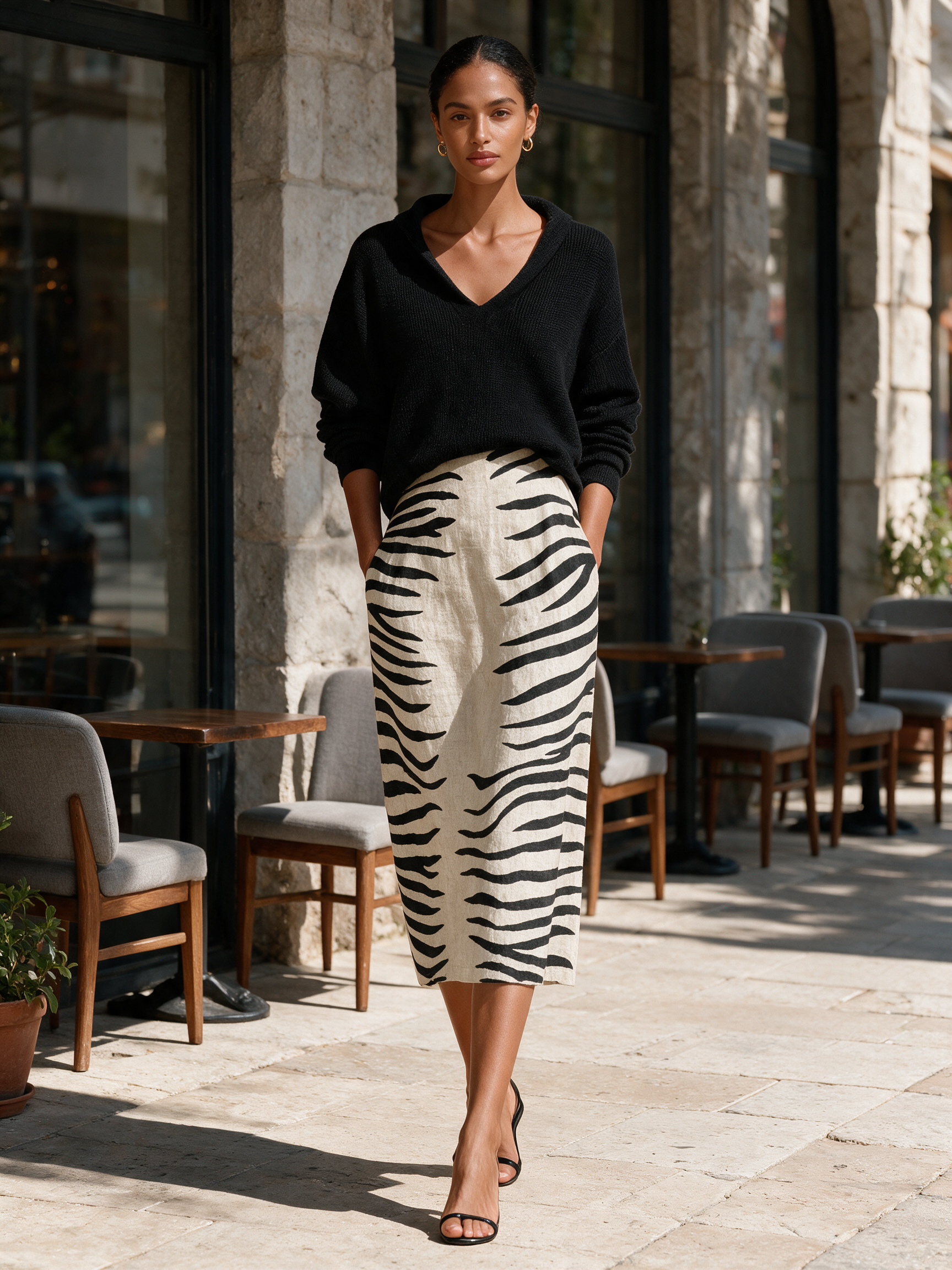 Effortless Chic Zebra Print Skirt Outfit Set
