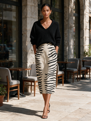 Effortless Chic Zebra Print Skirt Outfit Set