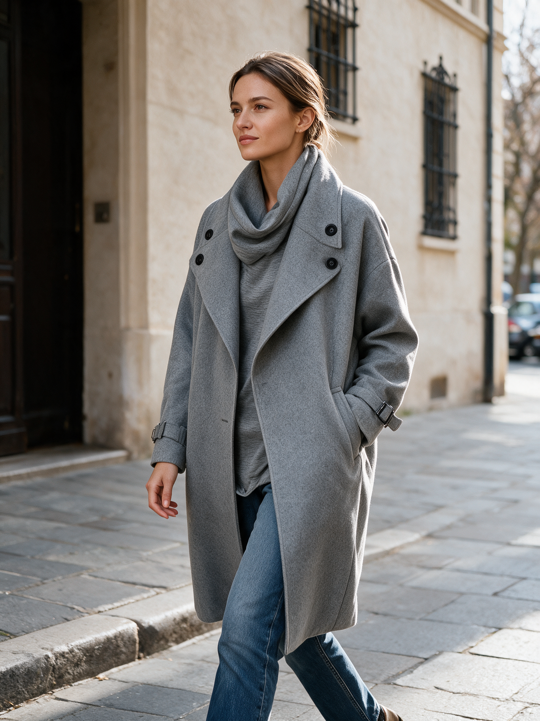 Quiet Chic Double-Breasted Long Trench Coat