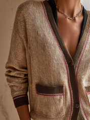 Boho Contrast Trim Knit Cardigan Top