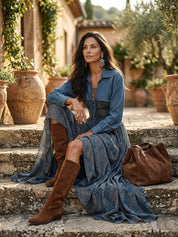 Effortless Chic Chambray Cropped Shirt & Paisley-Print Tiered Maxi Dress Set