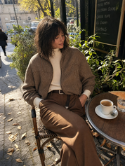 Heritage Brown Houndstooth Zip Jacket
