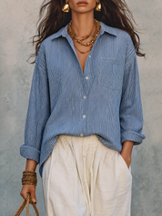 Bohemian Blue Stripe Airy Shirt