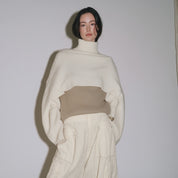 Cropped Turtleneck Oversized Sleeve Knit Sweater Set