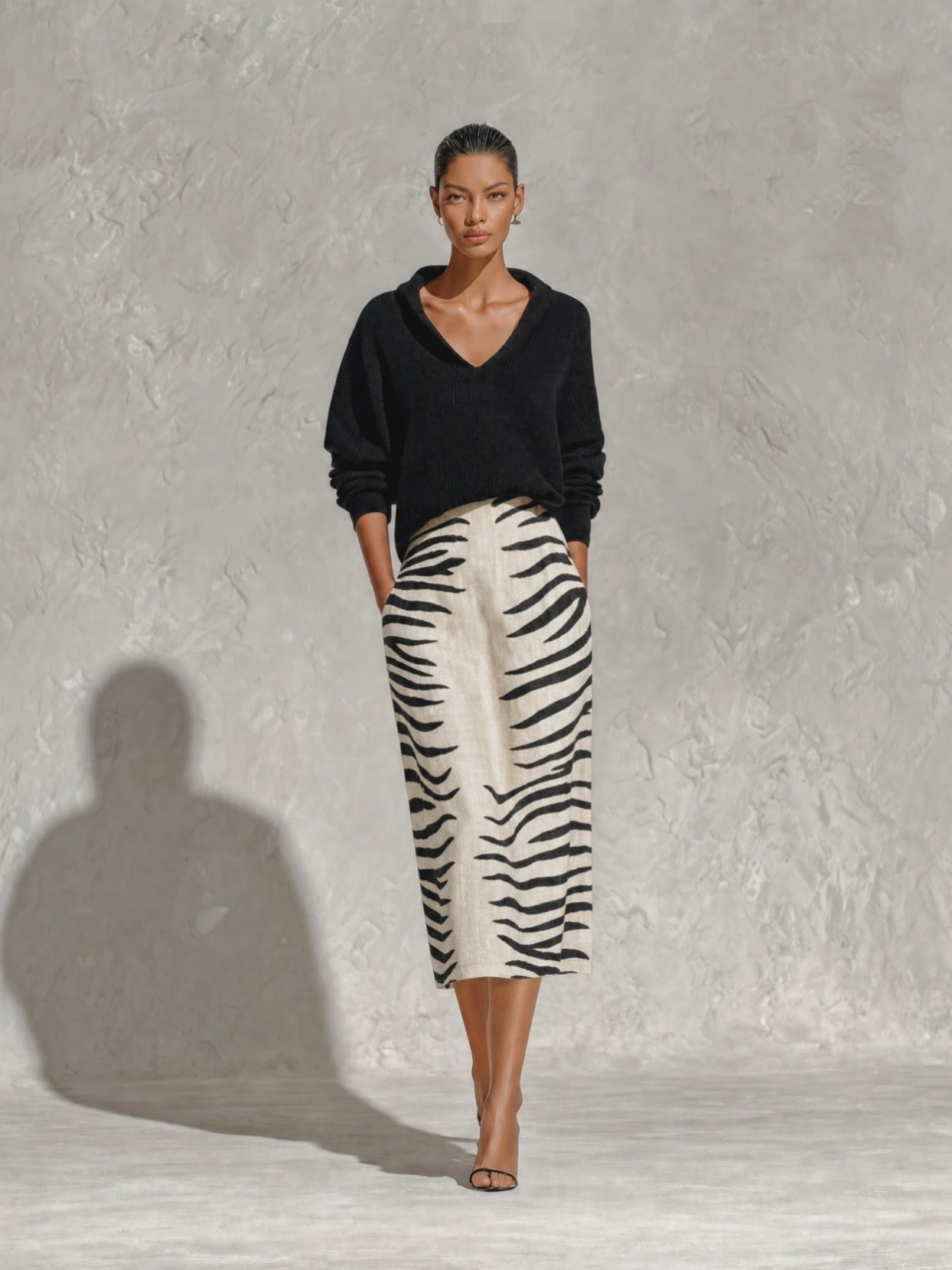 Effortless Chic Zebra Print Skirt Outfit Set