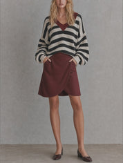 Effortless Chic Oversized Knit Top & Burgundy Skort Outfit