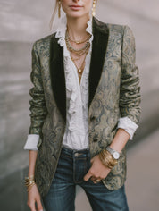 Women's Baroque Jacquard Velvet Collar Blazer