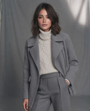 Minimal Grey Wool Blend Moto Jacket
